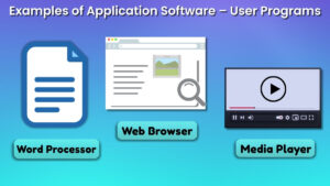 Examples of application software like word processor web browser and media player