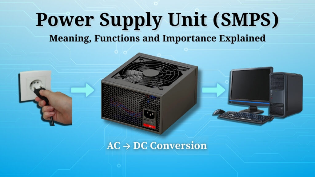 SMPS working in computer showing AC to DC power conversion
