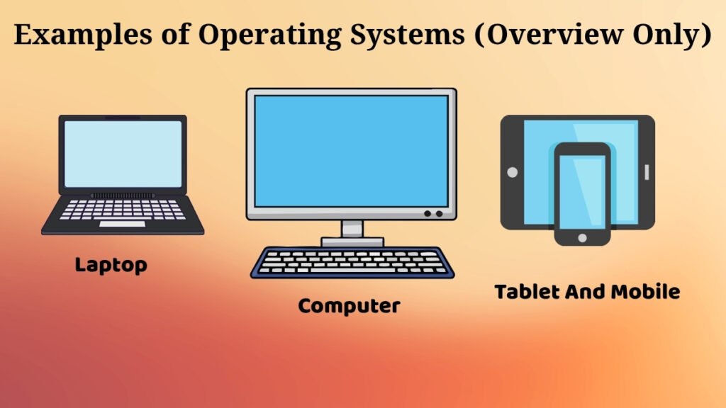 Different devices including desktop computers, laptops, smartphones, and tablets using operating systems.