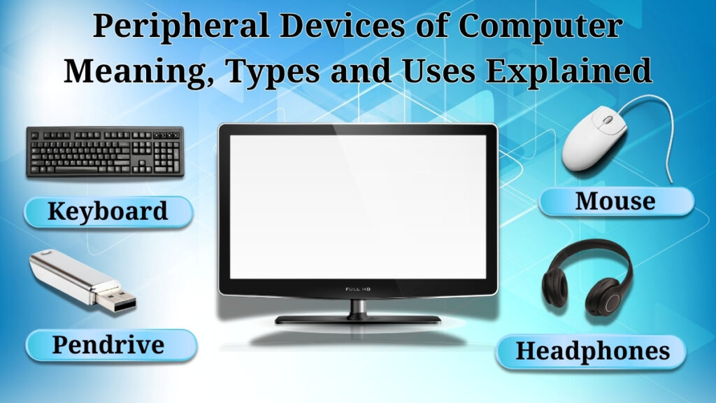 Peripheral devices of computer including keyboard, mouse, monitor and storage devices