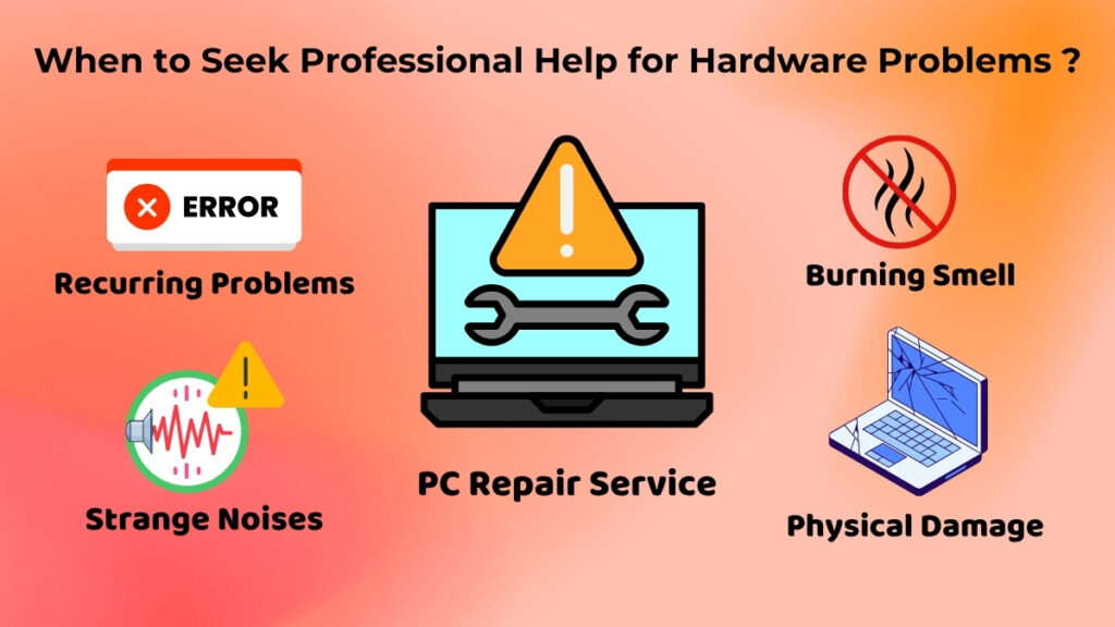 Professional computer repair support for serious hardware problems and warning signs