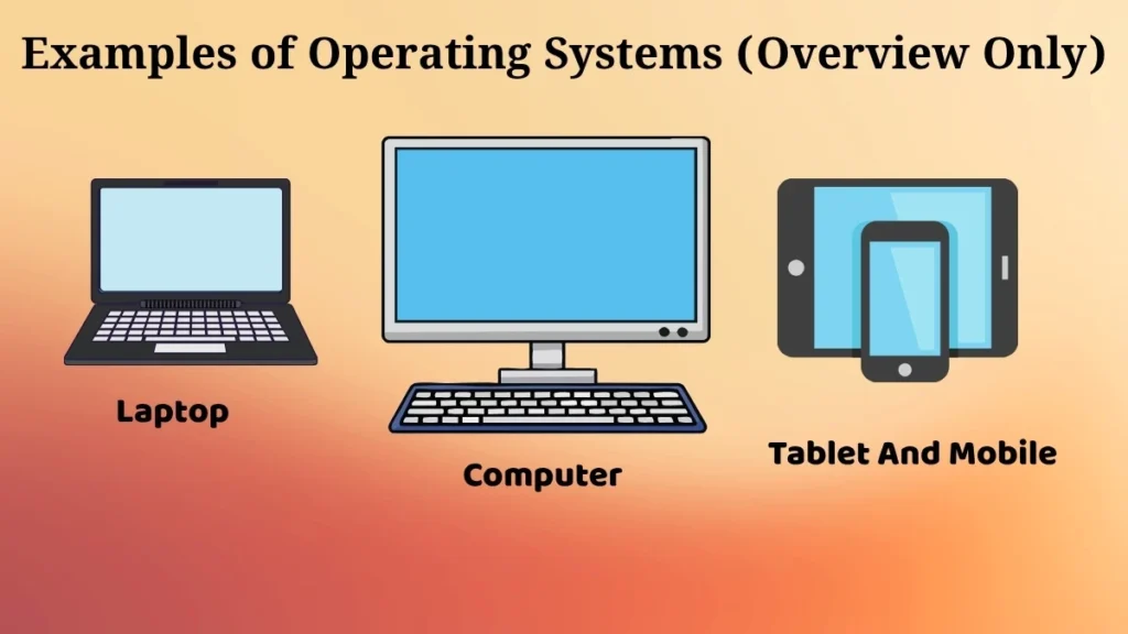 Different devices including desktop computers, laptops, smartphones, and tablets using operating systems.